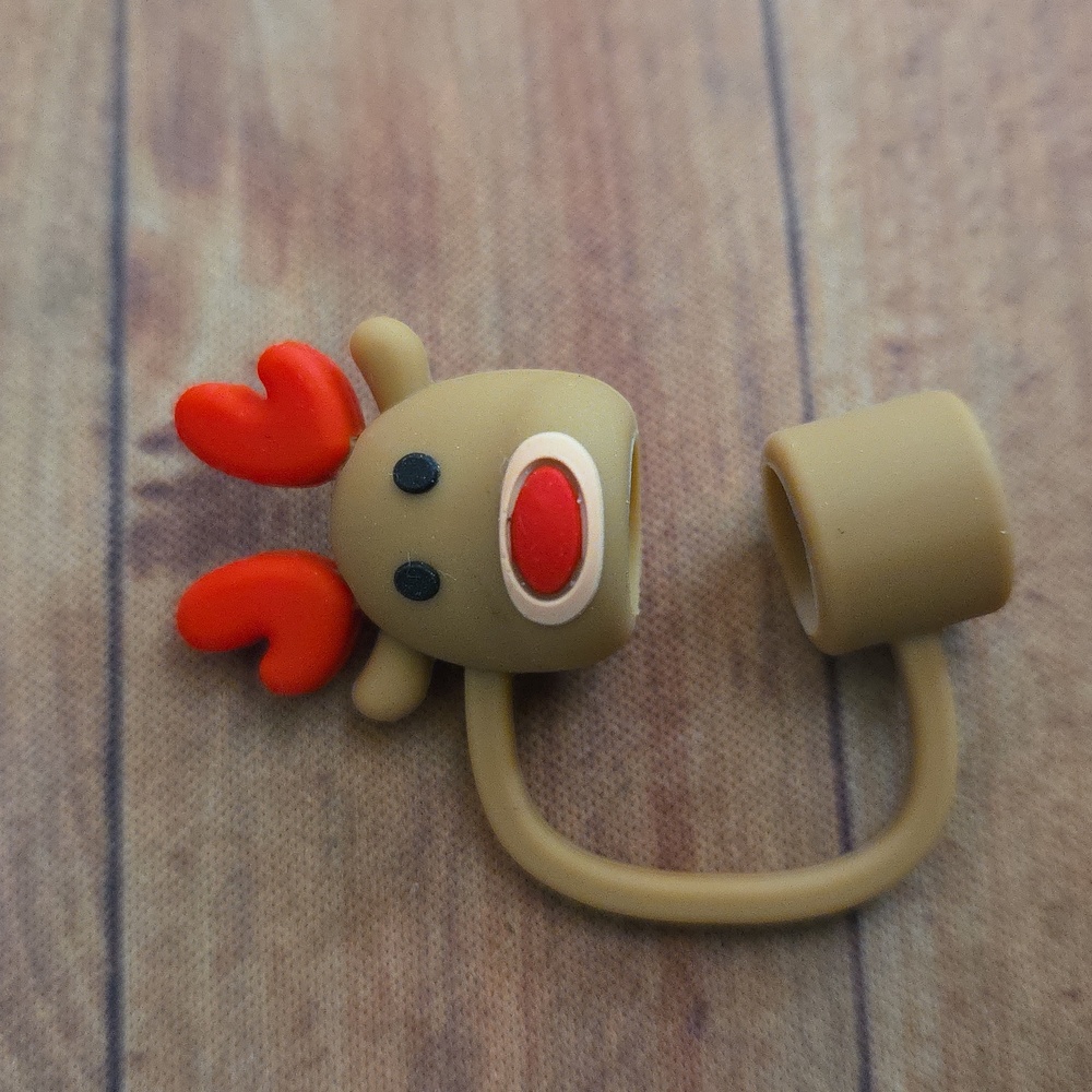Reindeer Straw Topper Silicone 10mm / 0.4 in  Cap Accessory